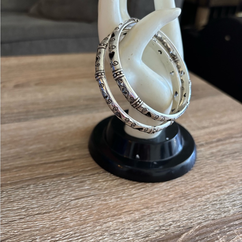 Brighton Silver and Black Swirl Bangle Set